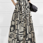 High Waisted Loose Pleated Printed Split-Joint Pants Trousers