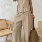 Sleeveless vest low waist pants two piece set