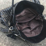 Split-joint Striped Shoulder Sling Leather Bag