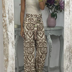 GALA waist tie ethnic totem pattern trousers