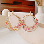 Queen Anne Lace Dried Flowers Large Hoop Earrings