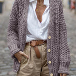 Button Front Chunky Knit Oversized Cardigan