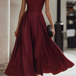 Draped Sleeveless Midi Dress With Defined Waist