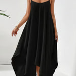 Loose Sleeveless Asymmetric Solid Color Spaghetti-Neck Maxi Dresses