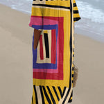 Abstract Painterly V-neck Resort Dress