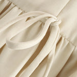 A-Line Loose Pleated Solid Color Split-Joint Zipper Round-Neck Mini Dresses