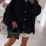 Solid Color Casual Retro Cardigan Bat Sleeve Sweater Cardigan