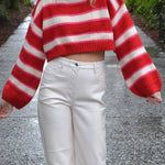 Fashion Striped Turtleneck Long Sleeve Loose Knit Sweater