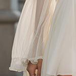 Ethereal Long Bell-Sleeve Chiffon Mini Dress