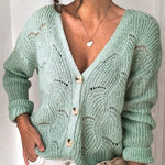 Fashionable V-neck Long-sleeved Knitted Sweater Cardigan