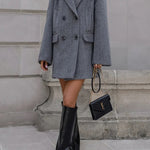 Fashion Stripe Print Lapel Pocket Coat