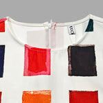 A-Line Loose Contrast Color Pockets Split-Side Round-Neck Midi Dresses