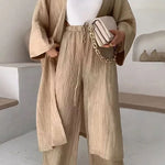 Fashion Long Slit Cardigan Casual Two-Piece Set