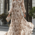Floral Print Tiered Belted Maxi Dress