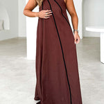A-Line Loose Split-Joint Round-Neck Maxi Dresses