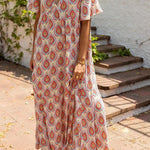 Bohemian v-neck short-sleeved loose dress