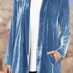 Casual Gold Velvet Solid Color Cardigan Blazer