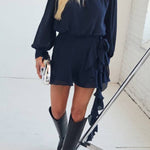 Long-Sleeve Wrap Micro Mini Dress