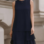 Sleeveless Tiered Chiffon Shift Dress