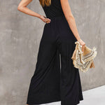 Modal Drape V Neck Double Slit Pocket Flared Trousers