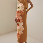 Sleeveless Flower Print Round-Neck Maxi Dresses