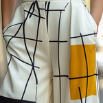 High Waisted Loose Asymmetric Printed Split-Joint Pants Trousers
