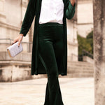 LUXE LADY VELVET LONG SLEEVE OPEN FRONT DRAPE MIDI KIMONO
