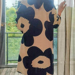 Long Sleeves Loose Flower Print Pleated Mock Neck Mini Dresses