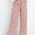 Casual fashion all-match wide-leg pants tie-up bow trousers