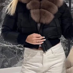 Women Artificial Fur Collar Temperament Casual Short Cotton Jacket