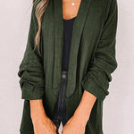 Plain Lapel Cardigan Faux Pocket Blazer