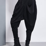 Casual Loose Split-Joint Solid Color High-Waisted Harem Pants