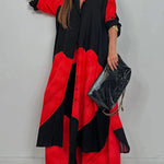 Long Sleeves Loose Floral Printed Split-Joint Split-Side Lapel Blouses&Shirts Tops