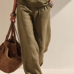 Retro Halter-neck Cotton And Linen Set