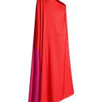 High Waisted Loose Asymmetric Contrast Color Split-Joint One-shoulder Maxi Dresses