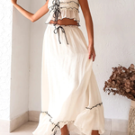 Sexy Suspender Strap Top and Elastic Waist Elegant Skirt Set