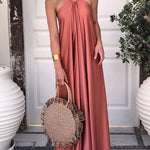 Classy and Fabulous Satin Halter Backless Party/Vocation Maxi Dress