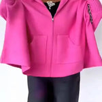Warm Call Knit Long Sleeve Zipper Plush Hooded Pocket Loose Cardigan
