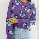 Three-dimensional butterfly women's loose autumn and winter long-sleeved sweater