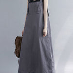Casual Solid Color With Pocket Suspender Dress