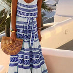 Simian style V-neck printed beach slip dress