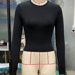 Long Sleeves Skinny Hollow Solid Color Round-Neck T-Shirts Tops