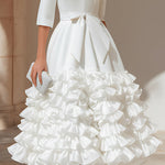 Belted Ruffled-Hem Midi Dress