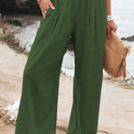 Fresh Air Linen Blend Pocketed Smocked Pants