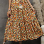 Floral fungus lace stitching layered skirt bohemian tassel seaside holiday beach skirt