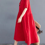 Cotton Blend Solid Color Irregularity Dress