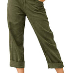 Solid color cotton and linen fashionable loose high waist casual pants