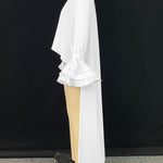 Flared Sleeves High-Low Solid Color Split-Joint Tiered Round-Neck T-Shirts Tops