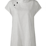 Solid Color Stand Collar Cap-Sleeve Shirts