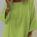 Women's Casual Loose Round Neck Solid Color Simple Long Sleeve Shirt